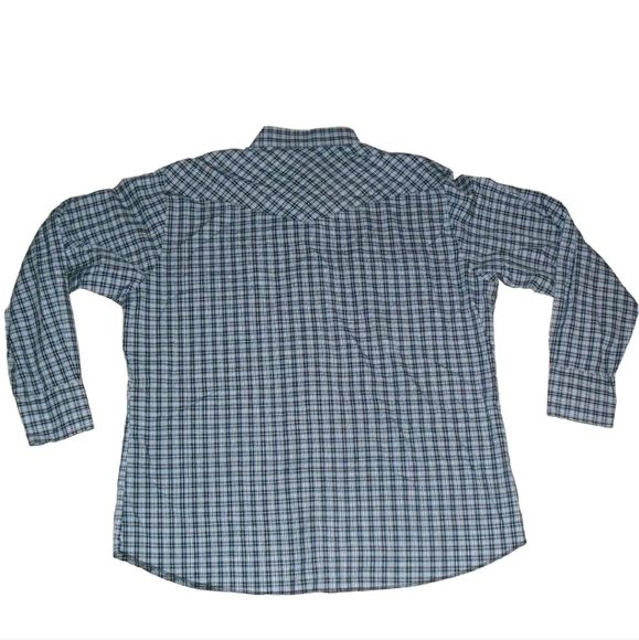 Wrangler 90s Vintage Mens Pearl Buttons Blue Plaid Long Sleeve Shirt sz. XL New - Picture 4 of 4
